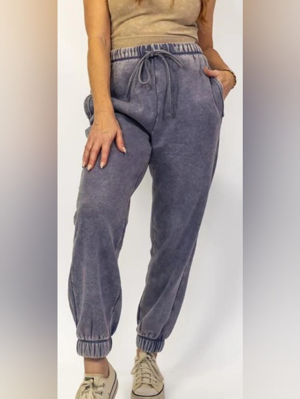 Aeropostale Acid Washed Fleece Blue High-Rise Jogger Pants Cotton Blnd XS
